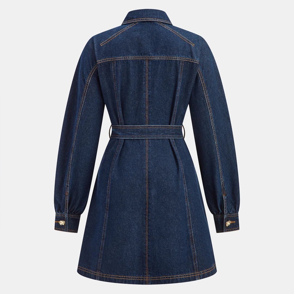 Commense Belted Denim Shirt Dress NWT - Picture 2 of 5